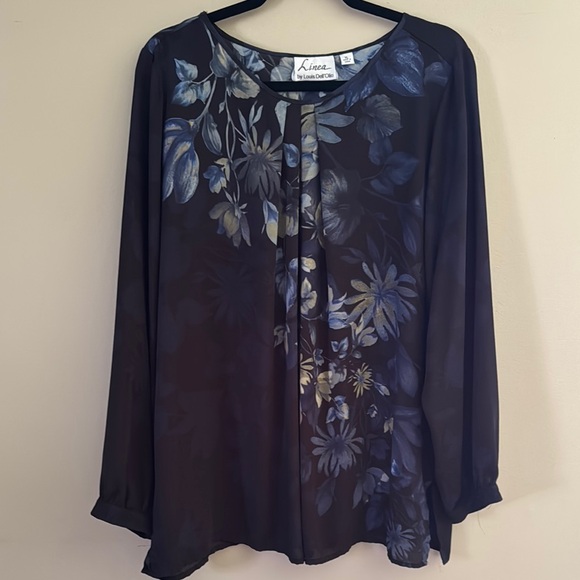 Linea by Louis Dell'Olio Black Floral Women's Blouse Size XL - Picture 5 of 6